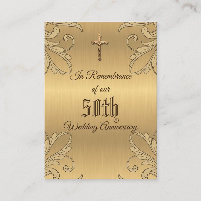 Visite Carte Sainte Croix Dorée Anniversaire de Mariage (Devant)