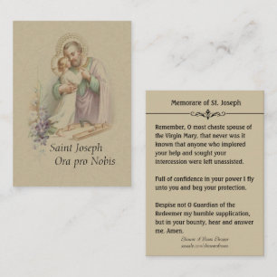 Visite Carte sainte de Jésus Memorare d'enfant de St
