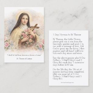Visite Carte Sainte de la Neuvaine de Sainte Thérèse de J