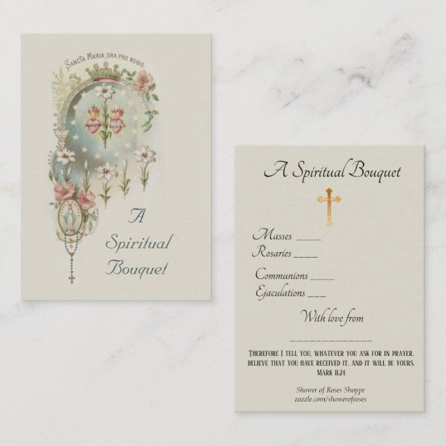 Visite Carte sainte de prière de bouquet spirituel de (Devant / Derrière)