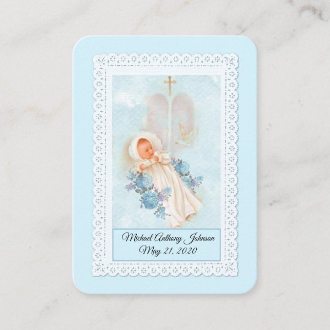 Visite Carte Sainte de Remembrance de Baptême Catholique  (Devant)
