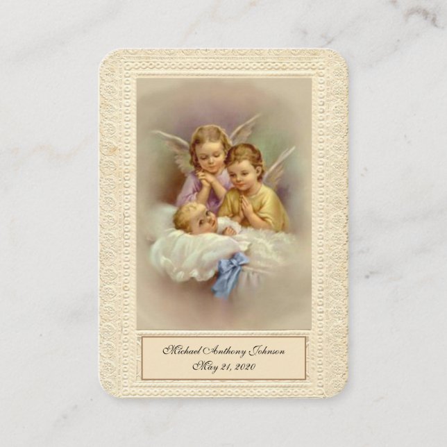 Visite Carte Sainte de Remembrance de Baptême Catholique  (Devant)
