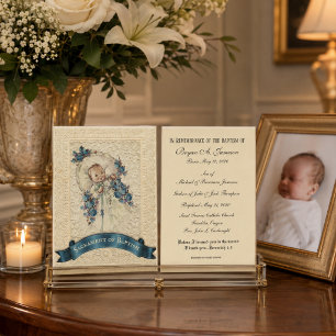 Visite Carte Sainte de Remembrance de Baptême de Bébé Cat