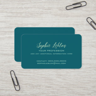 Visite Carte sarcelle élégante avec nom de script