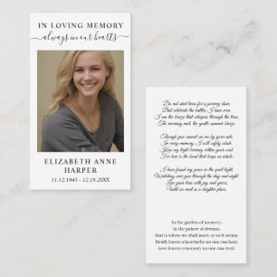Visite Carte souvenir photo minimaliste en mémoire de l'ê