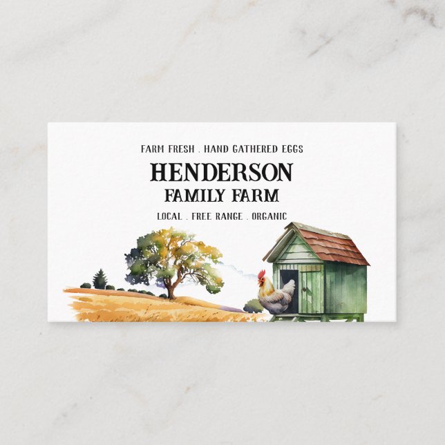 Visite Carte standard de ferme de poulets à l'aquarelle  (Devant)
