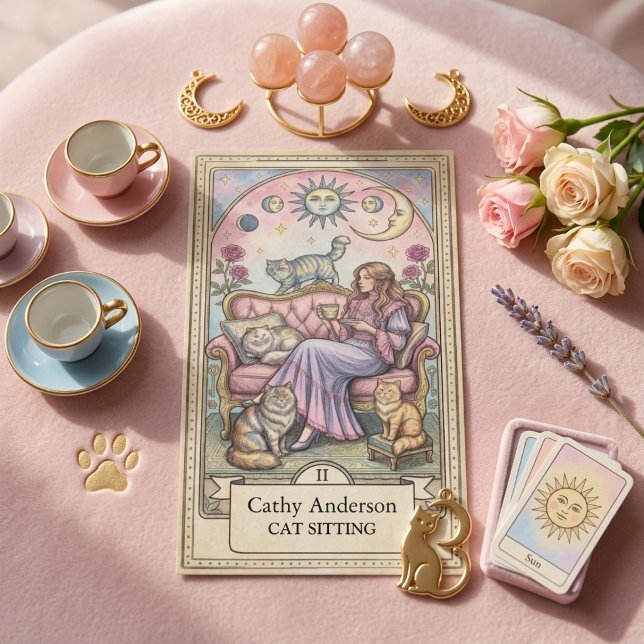 Visite Carte Tarot Chatter Mystique de Chat Sitter Kitty  (Créateur téléchargé)