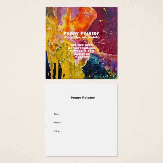 Visite CARTES D'AFFAIRES ET CARTES DE TITRE carrés PLEINE (Devant & derrière)