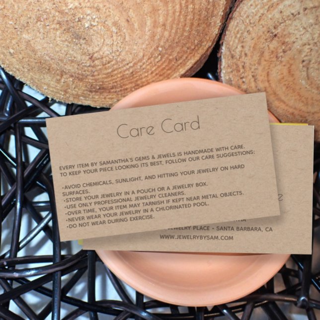 Visite Cartes de bijoux Instructions avec logo Kraft (Créateur téléchargé)