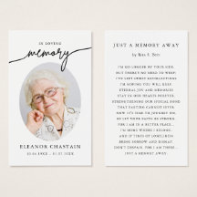 Cartes de condoléances photo minimalistes en souve