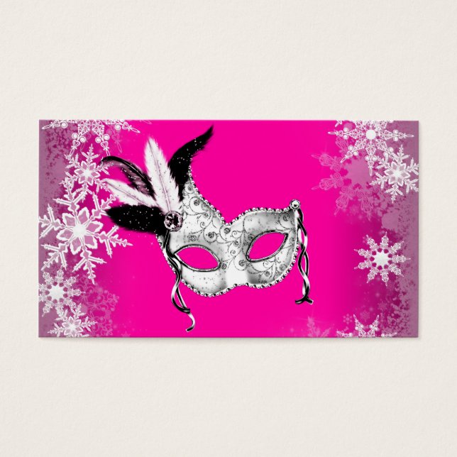 Visite Cartes de fête masquée flocon de neige rose vif (Devant)