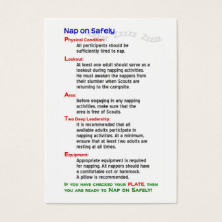 Visite Cartes de formation "Nap on Safety"