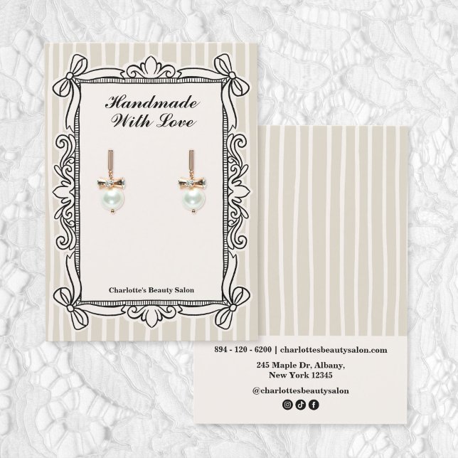 Visite Cartes de présentation pour boucles d'oreilles ave (Ivory Ornate Bow Frame Earring Display Cards)
