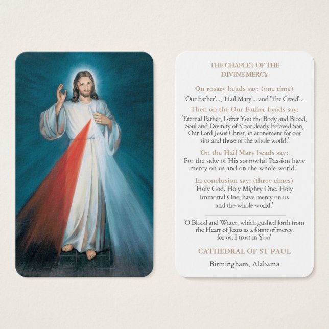Visite Cartes de prière | Chaplet de miséricorde divine 1 (Devant & derrière)