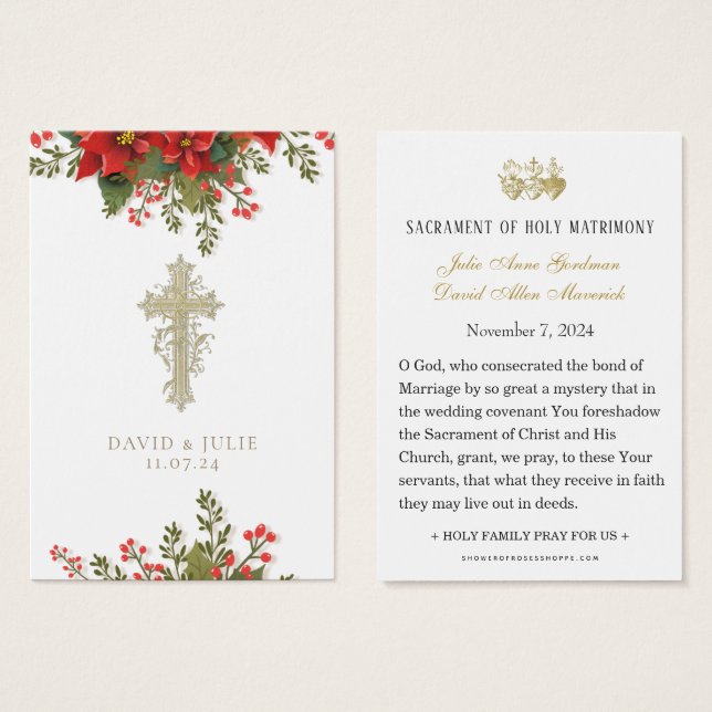 Visite Cartes de prière commémoratives de mariage de Noël (Devant & derrière)