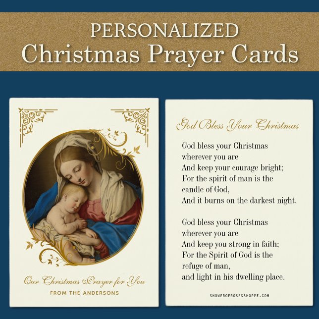 Visite Cartes de prière de Noël Nativité Marie et Jésus (Personalized Religious Vintage Catholic Christmas Prayer Cards )
