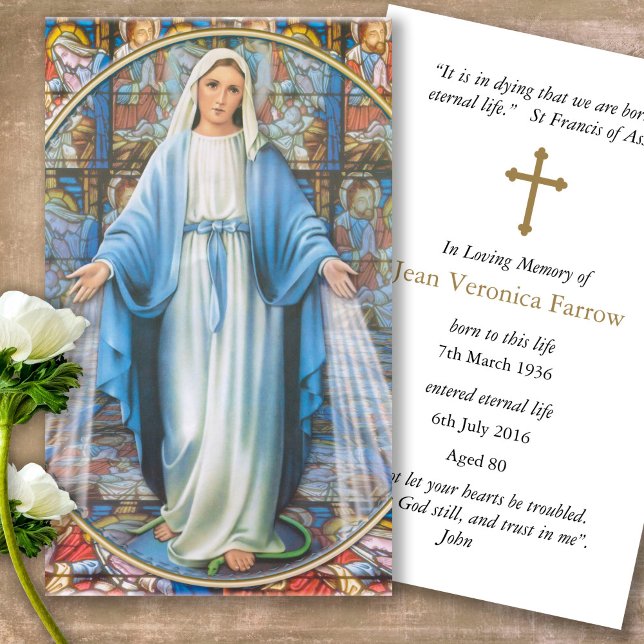 Visite Cartes de prière | Hail Mary (catholic, religious, celebration of life, in loving memory of, prayer cards for bereavement)