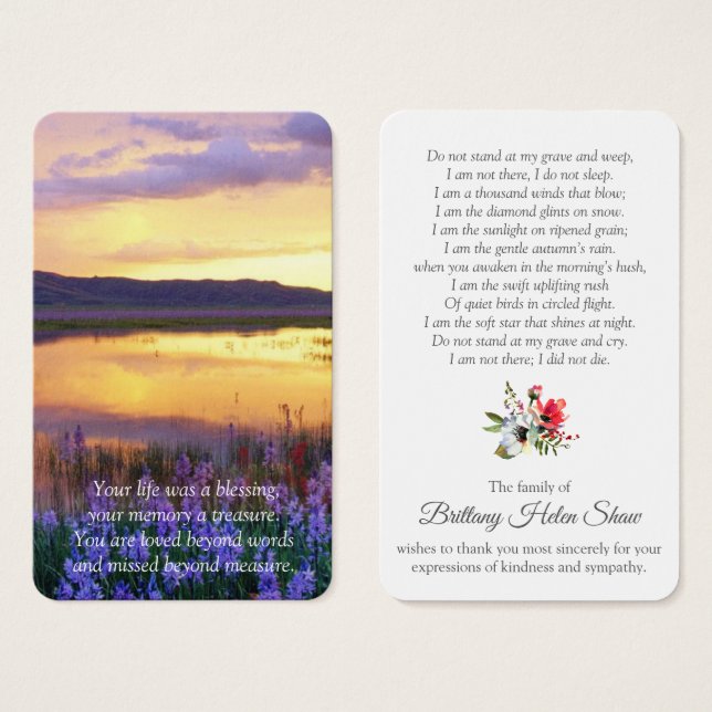 Visite Cartes de prière | Lac Floral (Devant & derrière)