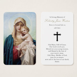 Visite Cartes de prière Mère Marie & Bébé Jésus