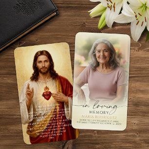 Visite Cartes de prière photo funéraire Jésus Cœur Sacré