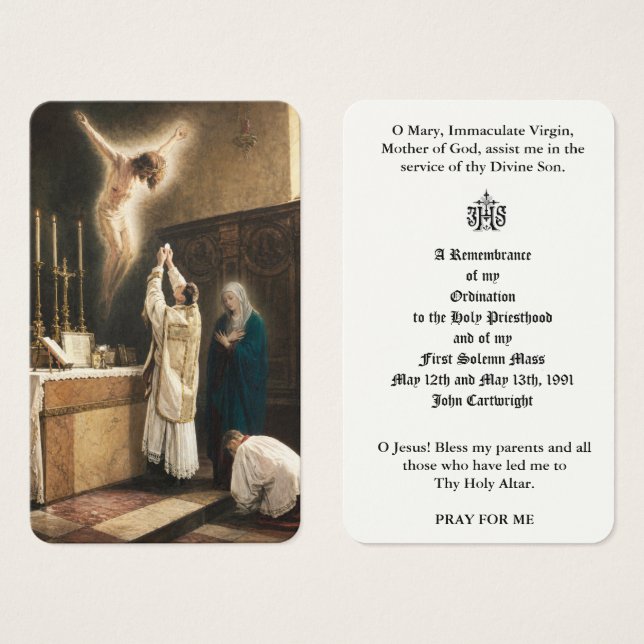 VISITE CARTES DE PRIÈRE POUR L'ORDINATION D'UN PRÊTRE CAT (Devant & derrière)