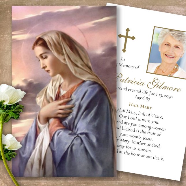 Visite Cartes de prière | Sainte Mère (catholic, religious, celebration of life, in loving memory of, prayer cards for bereavement)