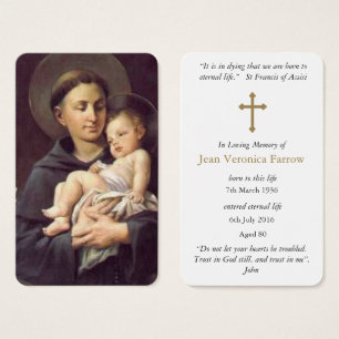 Visite Cartes de prière   St Anthony & Baby Jesus