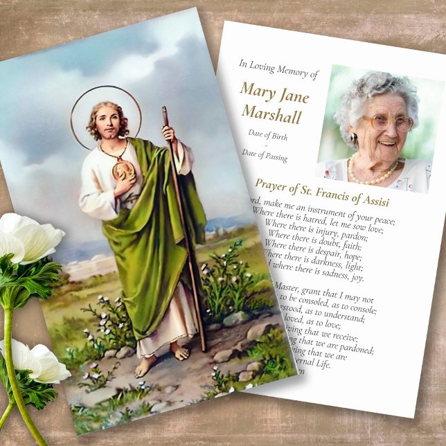 Visite Cartes de prière St Jude (catholic, religious, celebration of life, in loving memory of, prayer cards for bereavement)