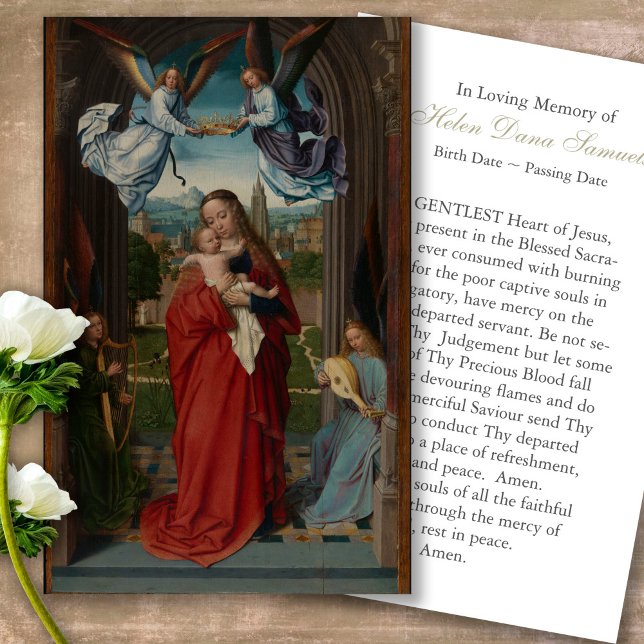 Visite Cartes de prière | Vierge et enfant (catholic, religious, celebration of life, in loving memory of, prayer cards for bereavement)