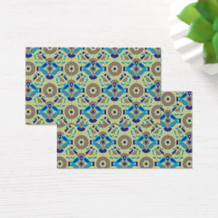 Visite Cartes de Profil Design Bleu Beige Ornemental