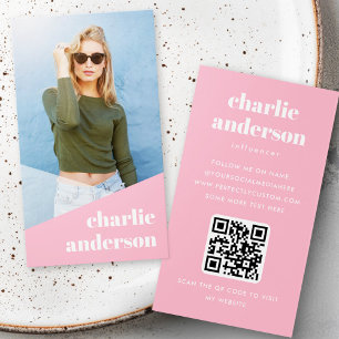 Visite Cartes de profil rose influenceur personnalisées