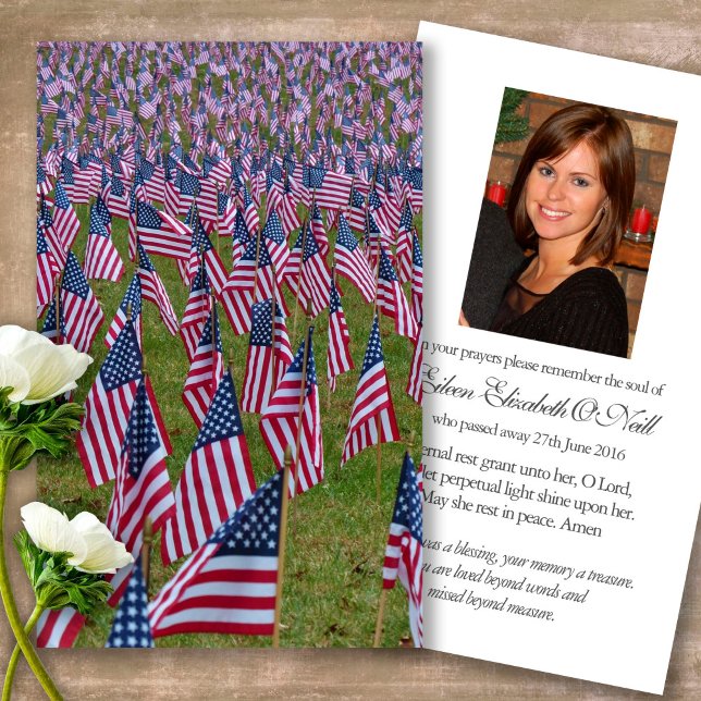Visite Cartes de Sympathie des drapeaux américains commém (military sympathy card, military prayer cards, funeral prayer card, death, military funeral cards)