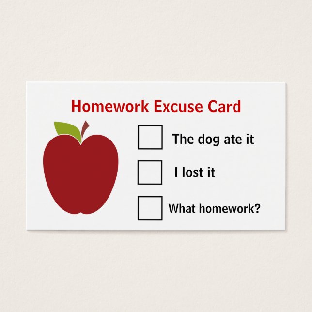 Visite Cartes d'excuses pour les devoirs de pomme de l'en (Devant)
