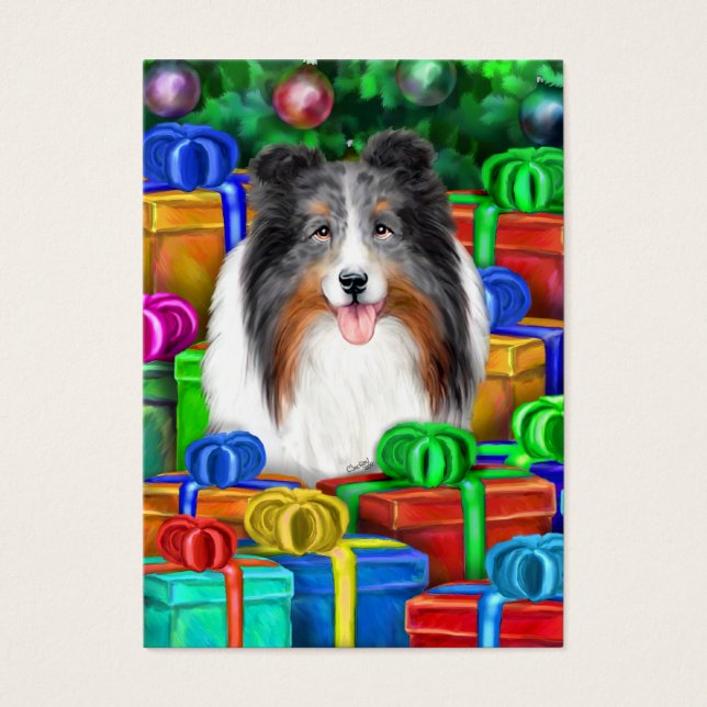 Visite Cartes plates de Noël bleu Merle (Devant)