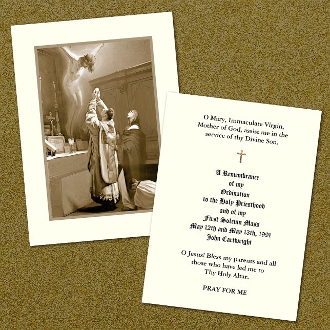 VISITE CARTES SAINES DE L'ORDINATION PRIVÉE CATHOLIQUE (CATHOLIC PRIEST ANNIVERSARY ORDINATION COMMEMORATIVE PRAYER CARDS)