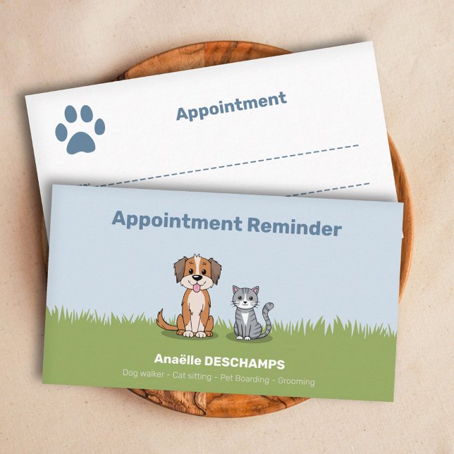 Visite Cartoon Chat & Chien - Carte de rendez-vous des se (Cartoon Cat & Dog - Pet Services Appointment Card)