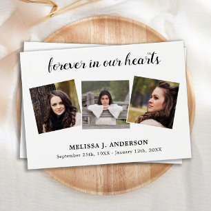 Visite Célébration de la vie Mémorial 3 Cartes de prière 