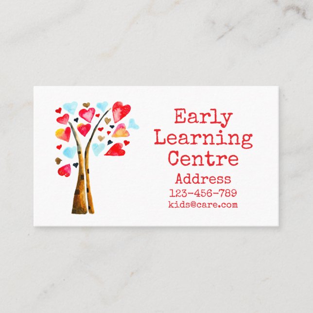 Visite Centre d'apprentissage précoce cœurs Carte de visi (Devant)