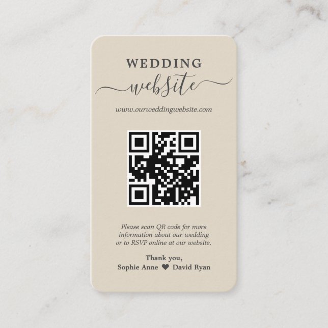 Visite Charm QR Code Photo Mariage Site Internet Carte de (Devant)