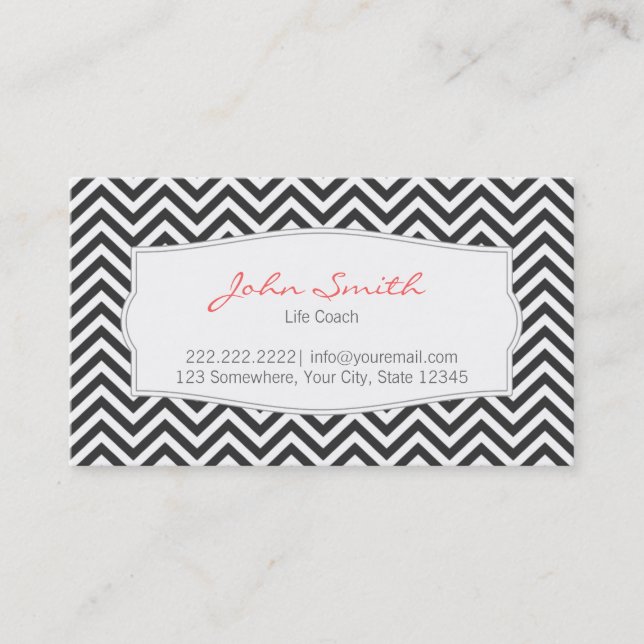 Visite Chevron Gris foncé Gris Gris Frappes Carte de visi (Devant)