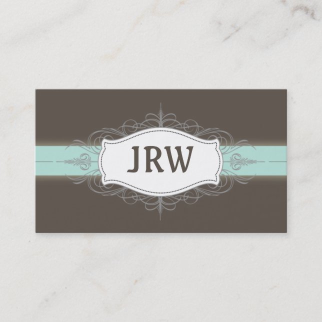 Visite Chic Déco Cadre Monogramme Bleu Bébé Carte de visi (Devant)
