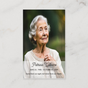 Visite Chic funéraire Sympathy Carte photo de la prière c