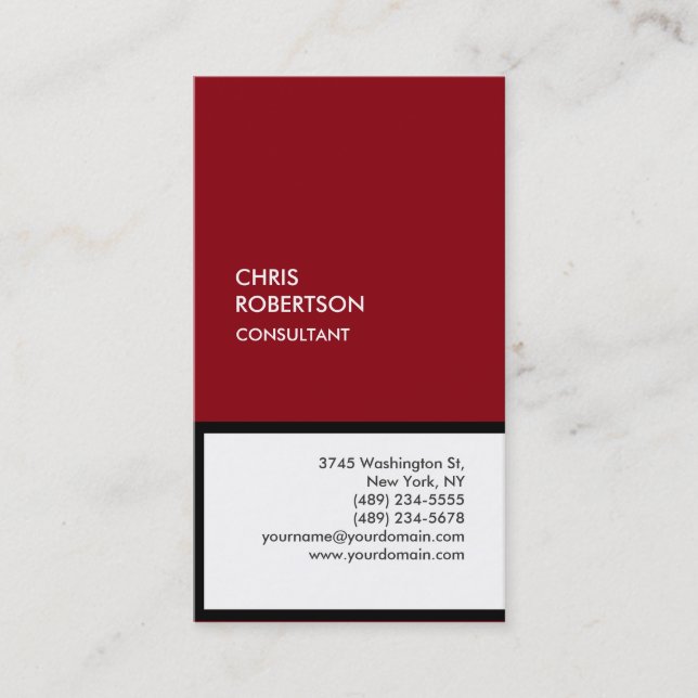 Visite Chic noir rouge blanc blanc vertical carte de visi (Devant)