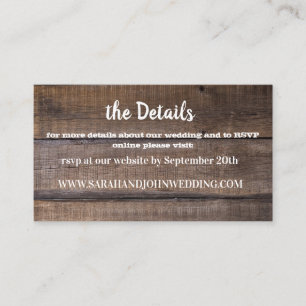 Visite Chic Rustic Mariage de bois Site Web Carte RSVP