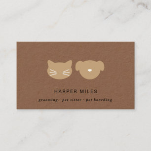 Visite Chien et chat rustique symbole kraft carte de visi