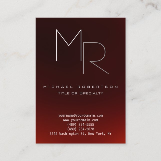 Visite Chubby Grand Monogramme rouge foncé Carte de visit (Devant)