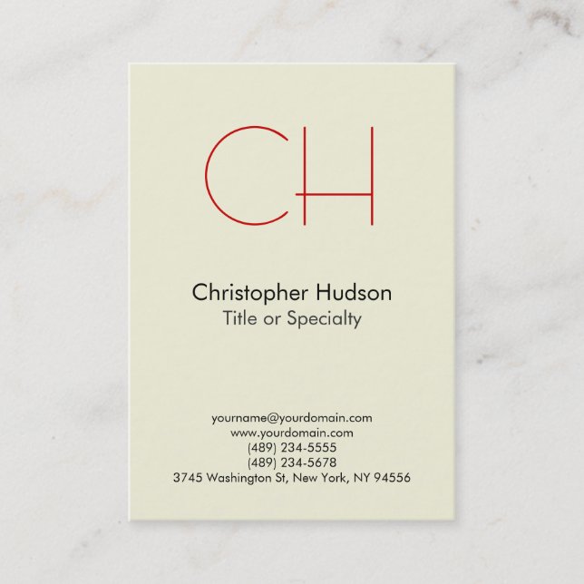 Visite Chubby Rouge tendance Monogramme moderne Carte de  (Devant)