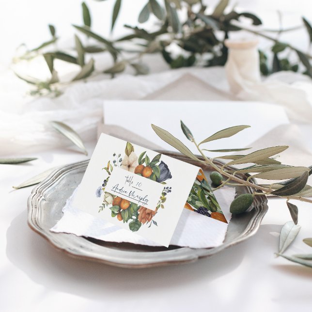 Visite Citrus Floral | Carte de Table de Mariage Botaniqu (Créateur téléchargé)