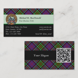 Visite Clan MacDonald de Clanranald Tartan Carte de visit