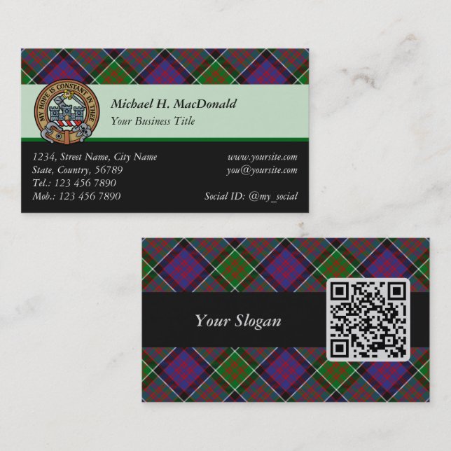 Visite Clan MacDonald de Clanranald Tartan Carte de visit (Devant / Derrière)